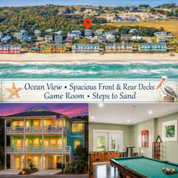 Ocean View Coastal Escape | Steps to the Beach | Game Room | 4 Decks - Image 2