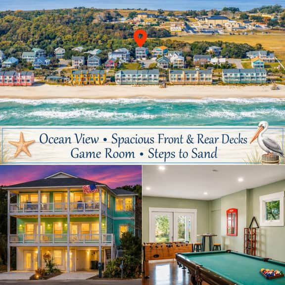 Ocean View Coastal Escape | Steps to the Beach | Game Room | 4 Decks - Image 2